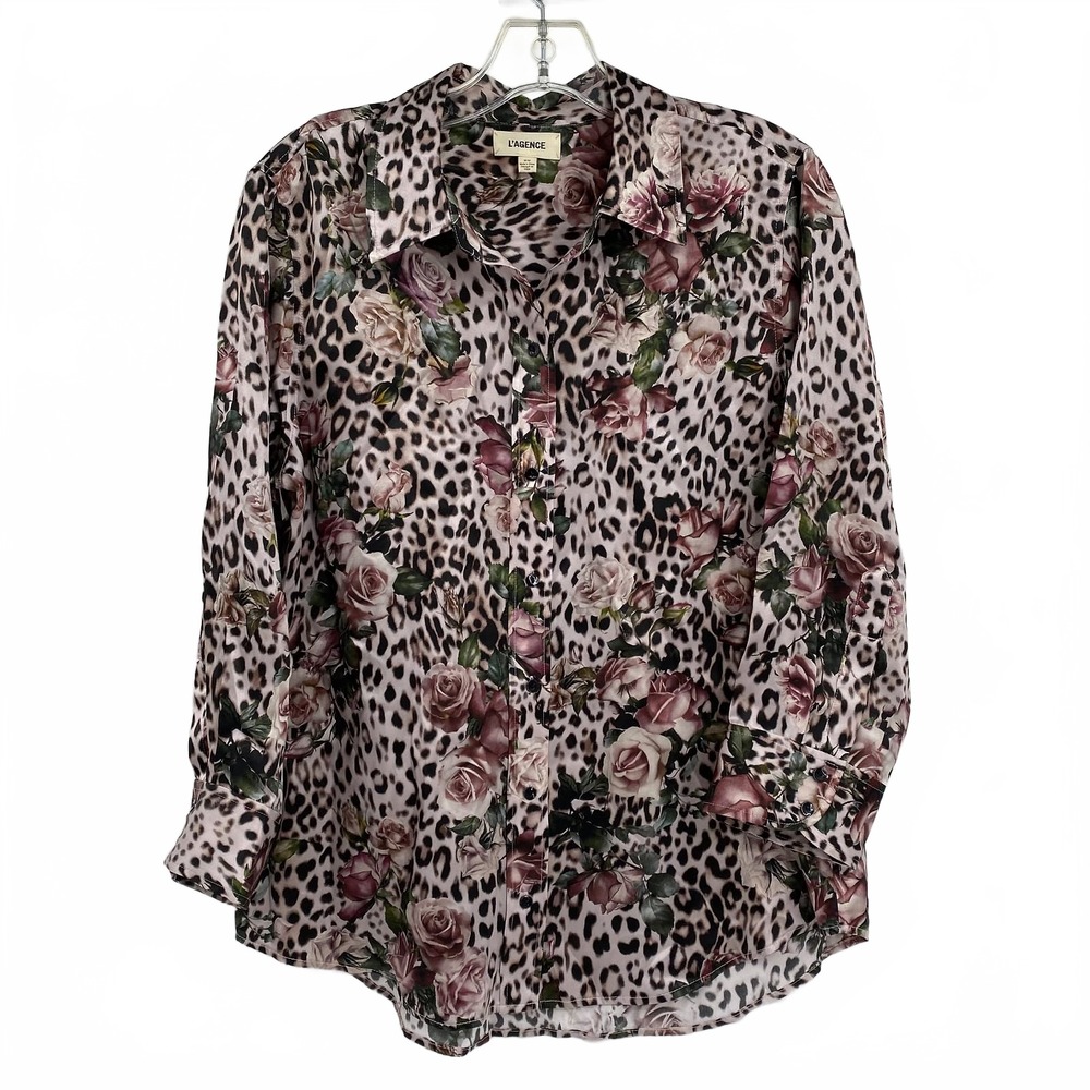 L’Agence Pink Beige Floral Button-Up Shirt | Womens M